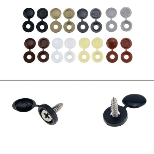 100PCS Practical Hinged Plastic Screw Fold Snap Protective Cap Button Nuts Cover Bolts Protect Furniture Exterior Decor Hardware