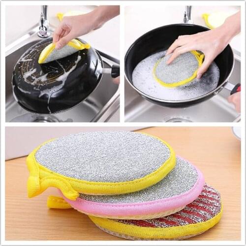 2pc/set Double-sided Dish Washing Sponge Dish Towel Clean Steel Washing Ball Kitchen Towels Kitchen Cloth