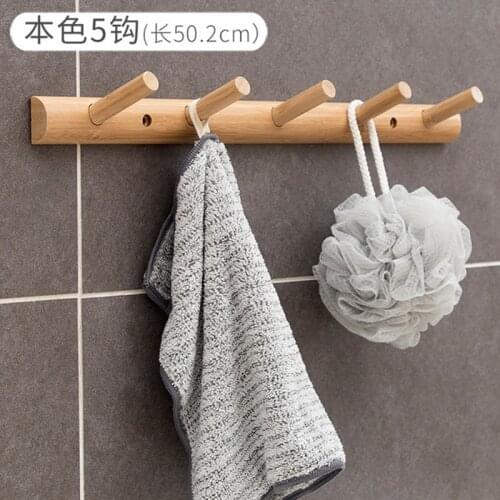 3/4/5 Hooks Nordic Bamboo Wood Coat Rack Key Holder Clothes Hangers Simple Hook Wall Shelf Home Decorative Bedroom Furniture