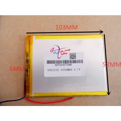 3.7V polymer lithium battery 0652103 3000MAH pocket battery game machine LED product eBook