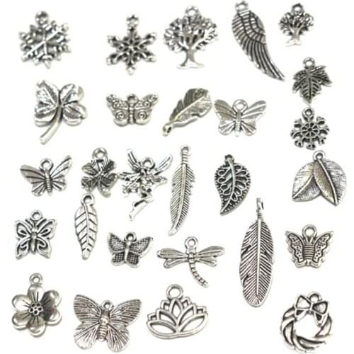 50/100/200PCS Mix Styles Metal Alloy Pendant Charms DIY Vintage Jewelry Bracelet Clothes Accessories Tibetan Silver Charms
