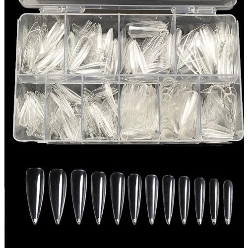 500pcs No Crease Fake Coffin Nail Art Tips Full Cover Fake Nails Four Combination Shaped Artificial News Transparent False Nails