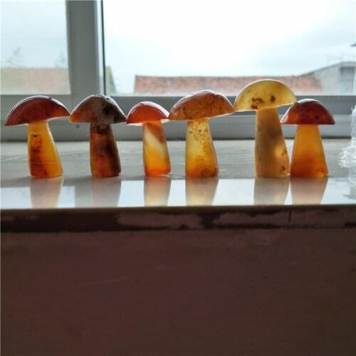 6 natural carnelian crystal mushroom hand carved cute lovely gift natural stones and minerals mushroom gemstone mushroom