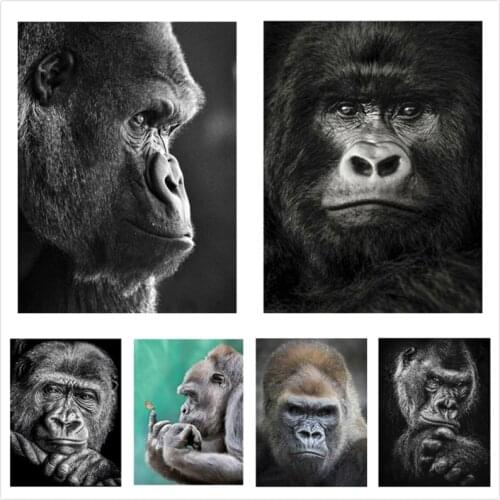 LZAIQIZG 5D Diamond Painting Full Square/Round Animal Gorilla Diamond Mosaic Embroidery Rhinestone Picture Home Decoration
