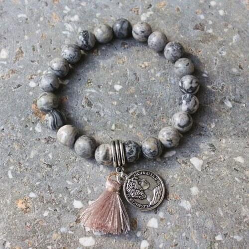 Antique Charms Beads Bracelet Vintage Natural Stones Elastic Yoga Bracelet tassel Bohemia Bracelets for women jewelry