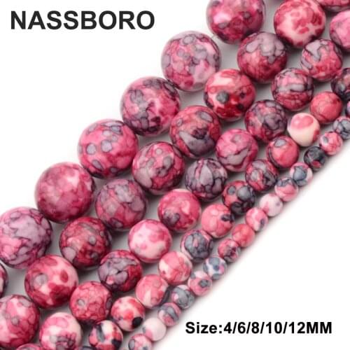 5A Rose Red Rainbow Round Natural Stone Beads for Jewelry Making Women Bracelet Necklace Diy Accessories Wholesale 4/6/8/10/12mm