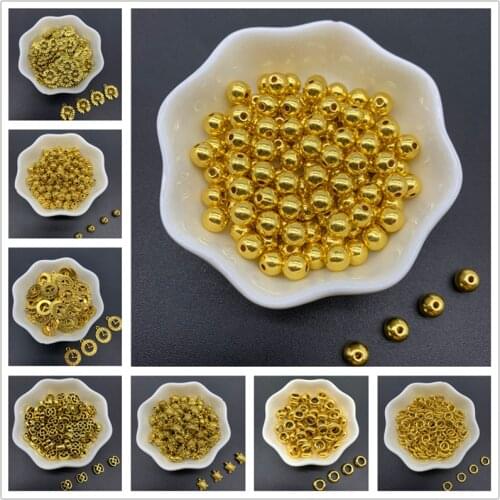 4/5/6/7/8mm Gold Connector Alloy Beads Cap Ancient Golden Charms Beads For Jewelry Making DIY Bail Beads Charms Connector