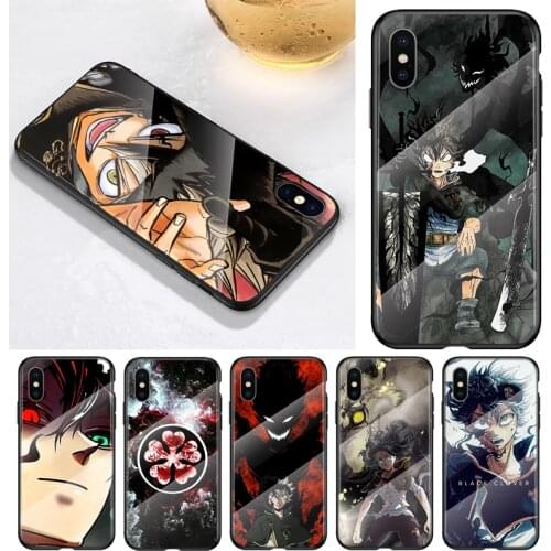 Anime Black Clover For Apple iPhone 12 11 8 7 6 6S XS XR SE X 2020 Pro Max Mini Plus Tempered Glass Phone Case