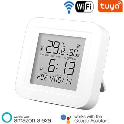 Tuya WIFI Temperature Humidity Sensor LCD Display Indoor Hygrometer Thermometer Detector Support Alexa Google Assistant