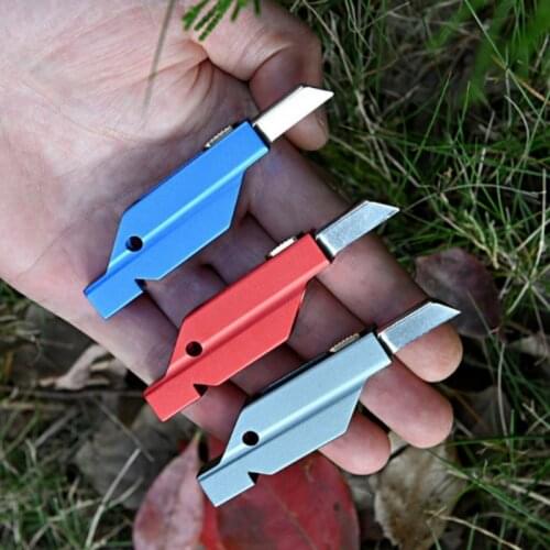 EDC Mini Detachable Whistle Knife Portable Paper Cutting Multi-function Mini Blade Knives Brass Pocket Key Ring Folding Knife B