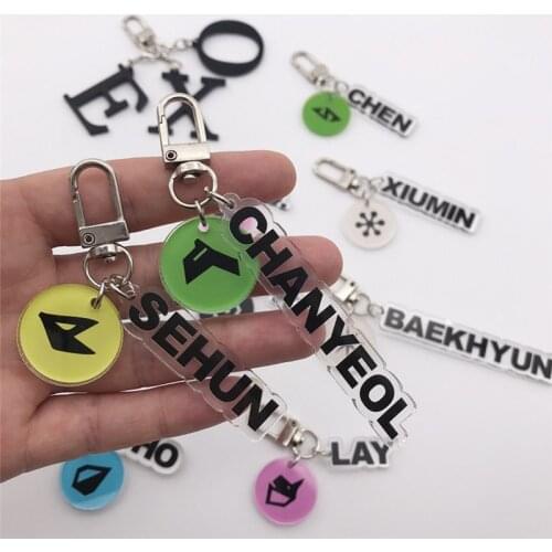 Kpop EXO Music Concert Keychain Charm Transparent Keyring CHANYEOL SEHUN BAEKHYUN D.O. XIUMIN Pendant Key Chain