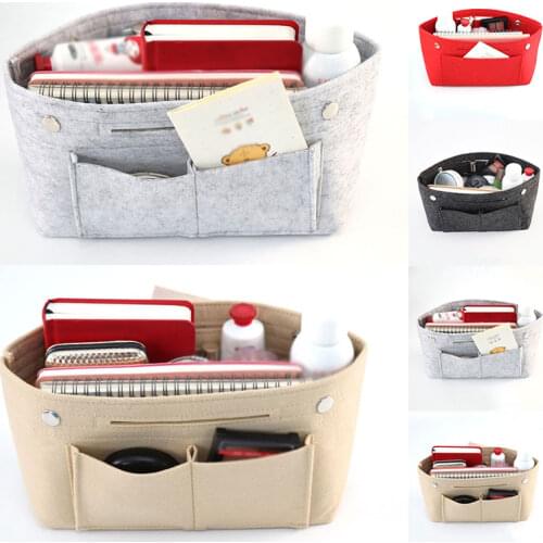 Felt Travel Cosmetic Bag Organizer Insert Bag Women Felt Fabric Travel Light Handbag Practical Felt Ladies Cosmetic Bag