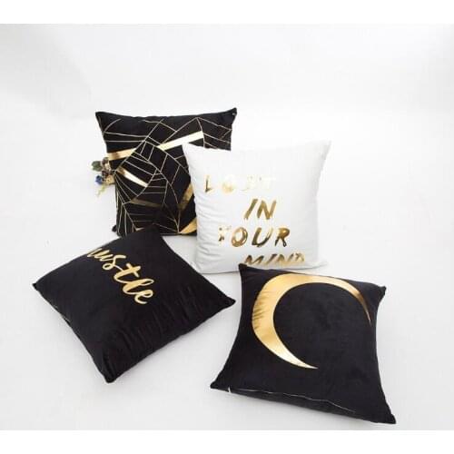 Hot Stamping moon gold black letter mattress coverings geometry polyester printed Life house Pillows cover decoration