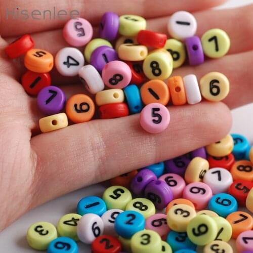 Hisenlee 200pcs 4*7mm High Quality Color Mixing Arabic Digital Random Round Spacer Beads DIY Jewelry & Bracelets Making