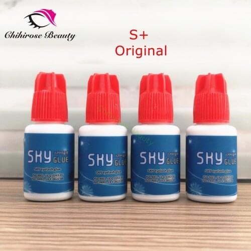 10 bottles 1-2s Dry Time Most Powerful Fastest Korea Sky Glue S+ for Eyelash Extensions MSDS Adhesive red Cap lasting 6- 7weeks
