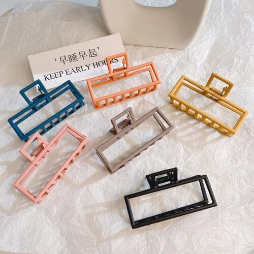 Korean Claw Clip Women Hair Clips Geometric Rectangle Solid Color Alloy Hair Clips Barrettes Girls Hair Accessories Hair Claw