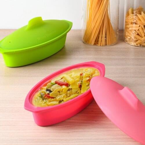 Kitchen Gadgets Creative Silicone Steamed Fish Bowl Silicone Steamer Microwave Oven Silicone Steamer with Lid Color is Pink