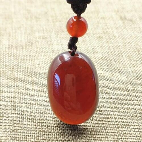 22x15x8mm Natural Garnet Orange Red Oval Shape Pendant Clear Bead Women Men Fashion Stone Jewelry Necklace AAAAA