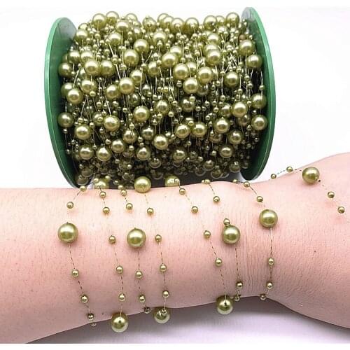 NEW 5yards Fishing Line Artificial Pearls Flower Beads Chain Garland Flowers Wedding Party Decoration Diy #15