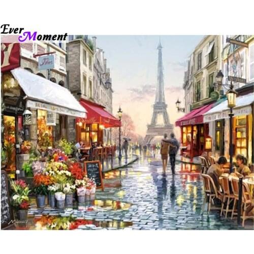HOT 5D 3D Diamond Painting Canvas Wall Art Pictures For Living Room DIY Diamond Embroidery Mosaic Romantic Lover Paris ASF515