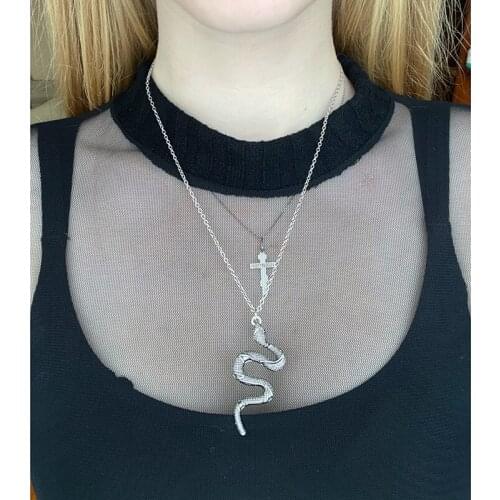 Lislesp Vintage Snake Pendant Necklace Women Men Sweater Chain Gold Party Jewelry Gifts Bijoux Punk Statement Collar Necklace