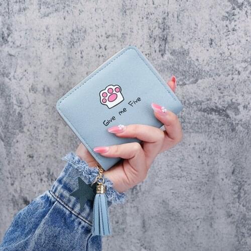 Small Wallet Zipper Cartoon Cute Short Thin Coin Pocket Minimalist Pu Leather Pink Red Color Portemonnee Security Card Holder