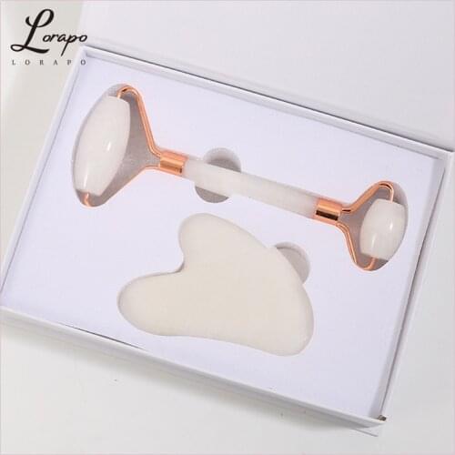 Facial Massage Roller Natural Jade Facial Massage Roller Slimming Massager Jade Shaving Mask Brush Three-piece Skin Care Set Box