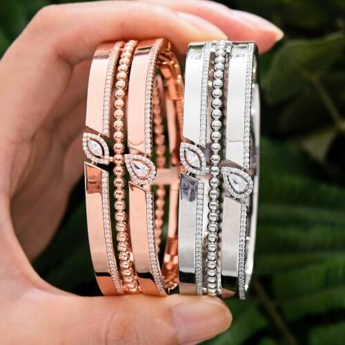 Missvikki Luxury New Trendy Stackable Bangle Ring for Women Bridal Jewelry Sets Wedding Ladies Perfect Gift High Quality