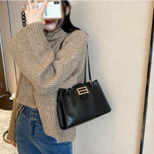 Fashion solid color retro underarm bag leather composite bag shoulder Plaid bags for women luxury Vintage famous brand handbags