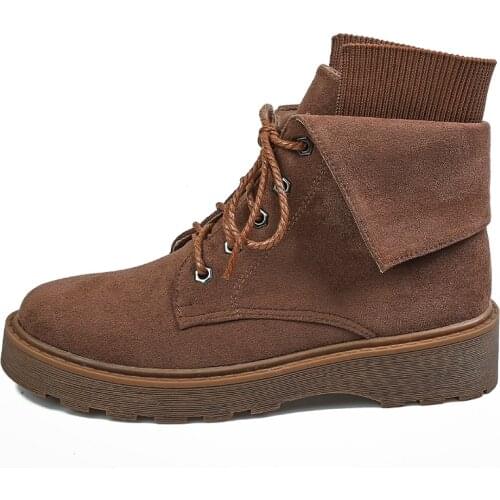 Fashion Popular Women Leather Snow Boots Motorcycle Shoes with Warm Vintage Classic Female Military Autumn Winter Booties