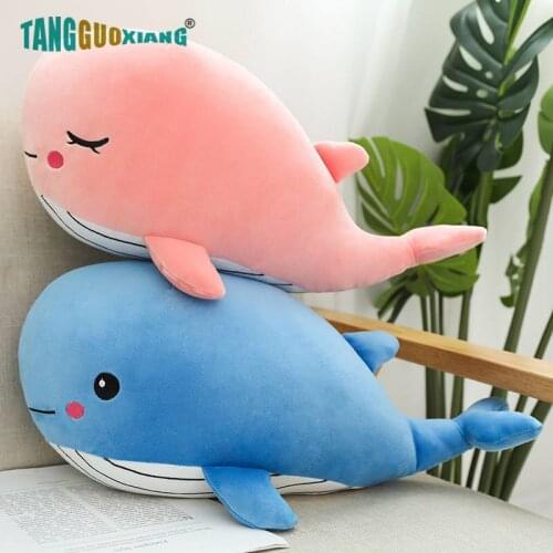 Stuffed Plush Ocean Animals blue whale Pink Toys Pillow Cushion Cute Sea Animal Doll Birthday Gift for Kid girl