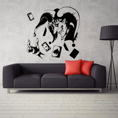 Joker Card Poker Wall Sticker Vinyl Home Decoration Accessories for Living Room Gambling Gambler Casino Decor Wall Decals S363
