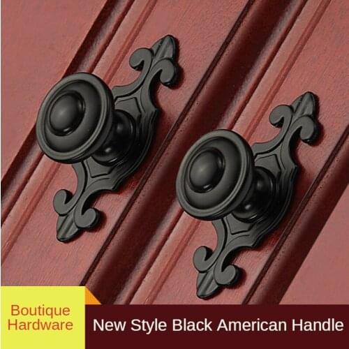 New American Style Black Handle Garden Single Hole Drawer Knob Solid Round Wardrobe Cabinet Door Furniture Handle