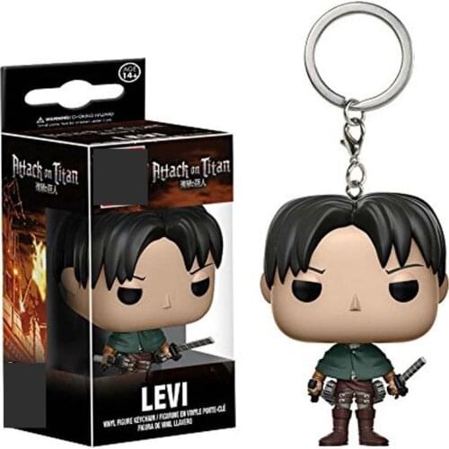 New Pocket Keychain Attack on Titan LEVI Ackerman Action Figure Levi Key Chain Collection Model Toy for Christmas Gift with box