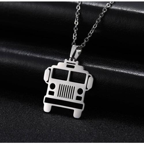 Skyrim Bus Truck Car Vehicle Pendant Necklace 316L Stainless Steel Adjustable Chain Necklaces Jewelry Gift for Kids Women Girls