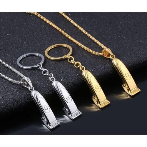 Barber Shop Shaver Razor Keychain Hairclippers Hair Dryer Combs Scissors Pendant Keyring for Barber Key Accessories