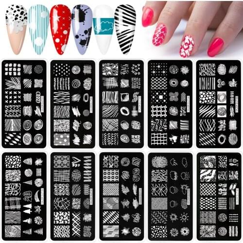 Nail Stamping Plates Irregular Graphics Nail Stamp Lines Nail Art Design Manicure Printing Tools