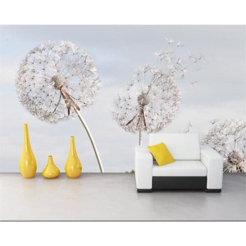 Custom wallpaper dandelion blue sky white clouds dream TV background wall mural home decoration living room bedroom 3d wallpaper