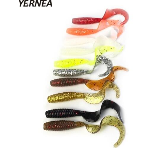 Yernea 10pcs/Lot Fishing Tackle 6cm 1.8g Silicone Soft Baits Fishing Lure Soft Lure Worm Shrimp Tail Maggots Ocean Rock Carp