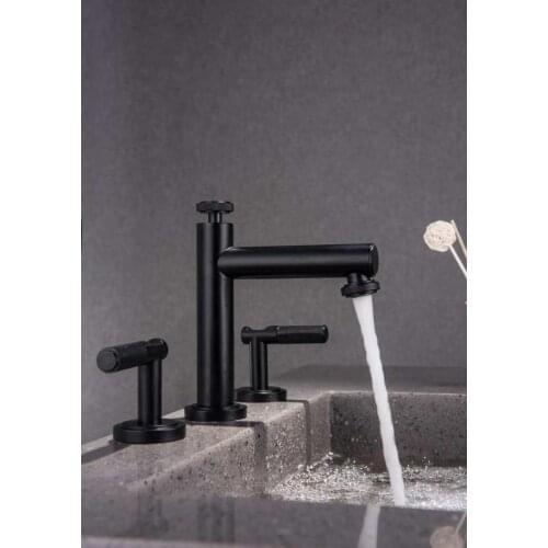 Simple luxury black plated bathroom sink faucet 5 colors two handles three holes mixer basin faucet Cold and hot water faucet