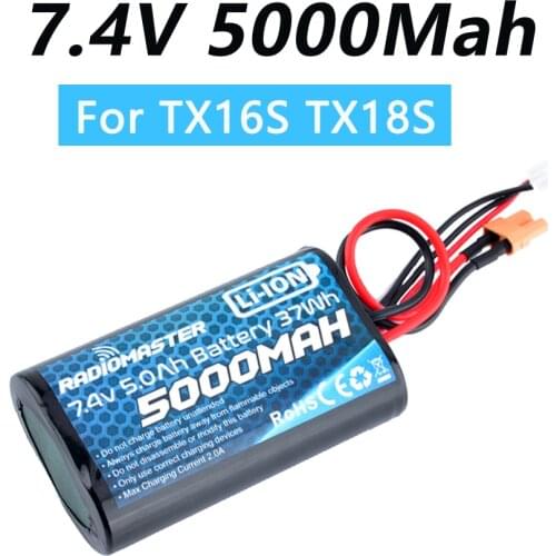 RadioMaster 2S 7.4V 5000mah 37wh Lipo Battery TX16S TX18S TRemote Control Transmitter JST-XH and XT30 Plug Large Endurance