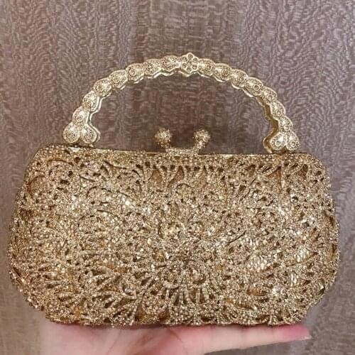 Luxury Gold/White3 Colors Rhinestone Top-Handle Shoulder Handbags High Quality Women’s Evening Phone Clutch Best Party Purse