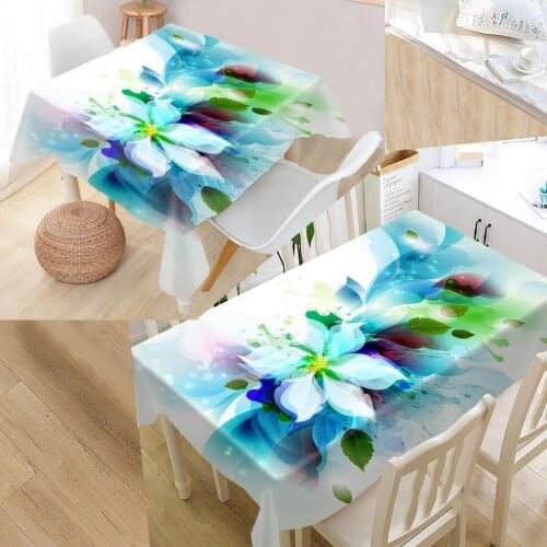Fantasy Flowers Art Custom Table Cloth Oxford Fabric Rectangular Waterproof Oilproof Table Cover Family Party Tablecloth