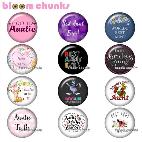 Best Auntie Aunt Love Round photo glass cabochon demo flat back Making findings 12mm/18mm/20mm/25mm A9674