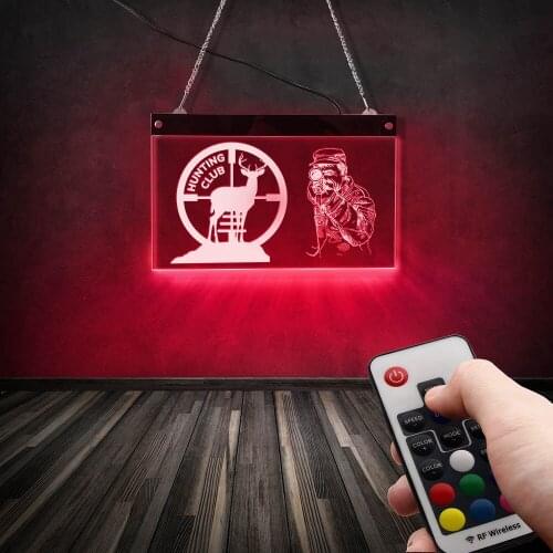 Hunting Club Personalized Business Logo LED Neon Sign Deer Wildlife LED Lighting Sign Room Decoration Remote Control Wall Lamp