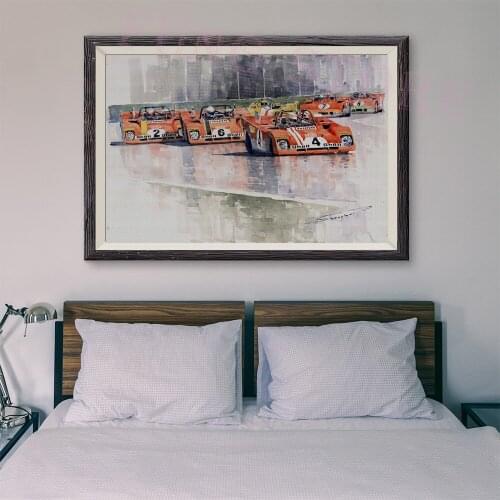 T092 Retro Racing Car Classic Painting Cars in the race 17 Custom Silk Poster Home Deco Wall Art Christmas Gift