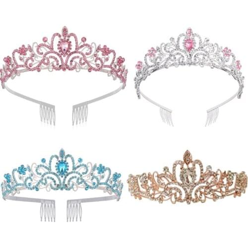 Crystal Tiara Gothic Queen Crown with COmbs Vintage Style Metal Hair Hoop Gorgeous Halloween Costume Hair Accessories