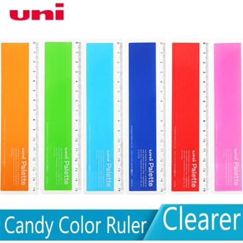Japan UNI Color Ruler DJT15-200 2pcs Student transparent plastic ruler straight 15CM stationery