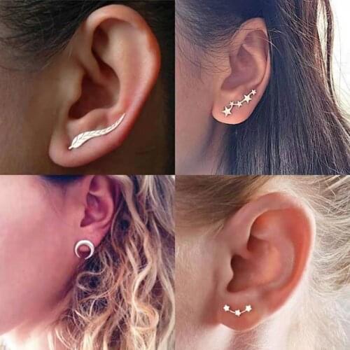 2020 Charistmas New Fashion Star Moon Earrings Long Stud Earrrings for Women Golden Silver Color Metal Earrings for women Gift