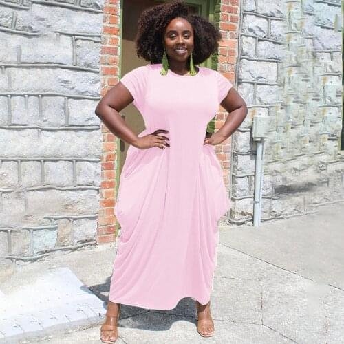 S-3XL Large Size Draped Irregular Loose Dress Women Casual Round Neck Short Sleeve Vestidos Office Lady Natural Waist Dresses